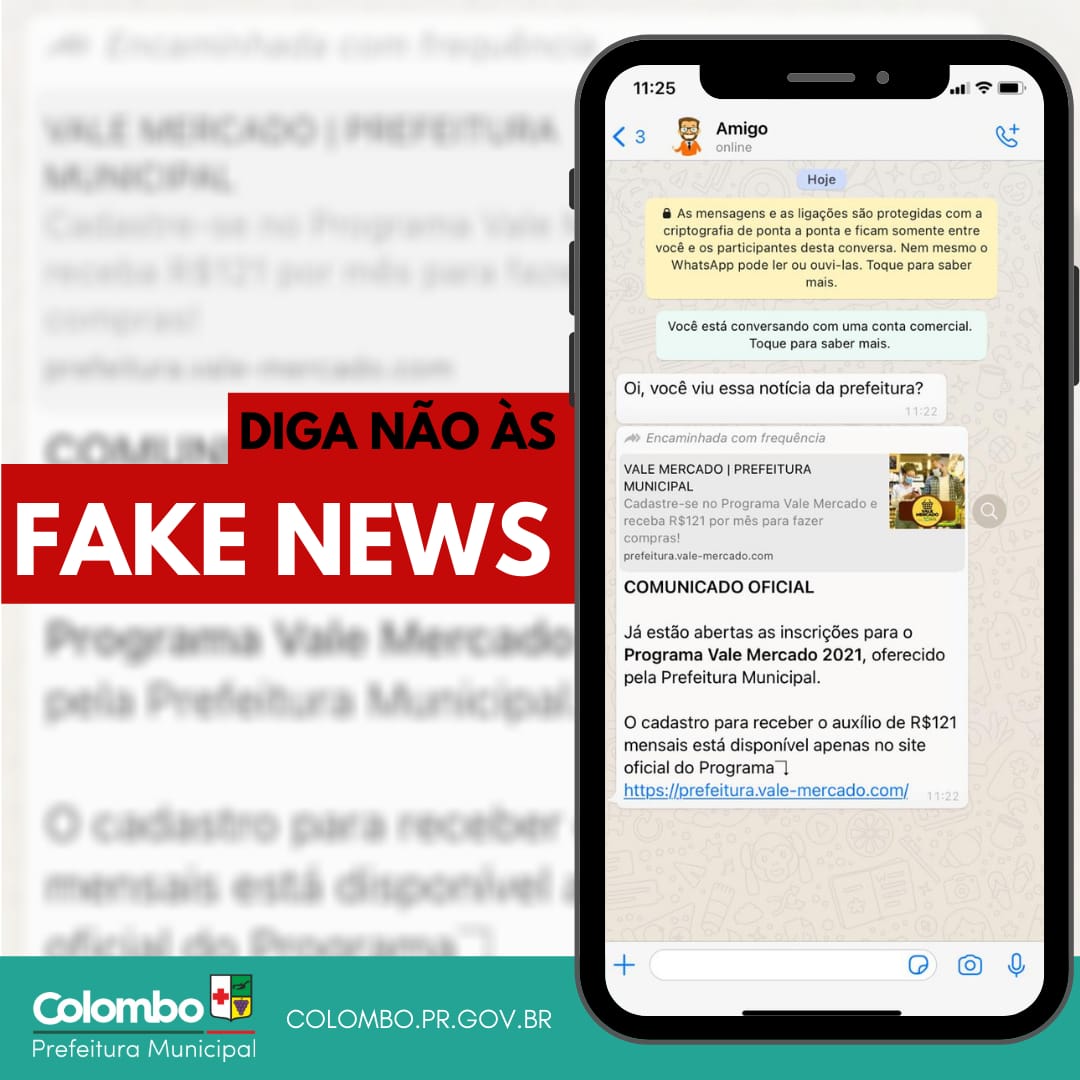 Nota Oficial – FAKE NEWS VALE MERCADO – Prefeitura Municipal de Colombo