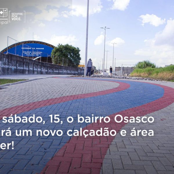 Novo calçadão e área de lazer, no Osasco, serão inaugurados neste sábado, 15