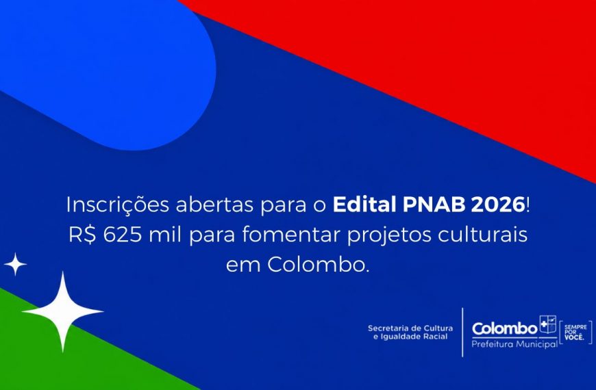 Colombo abre edital da PNAB com R$ 625 mil para projetos culturais