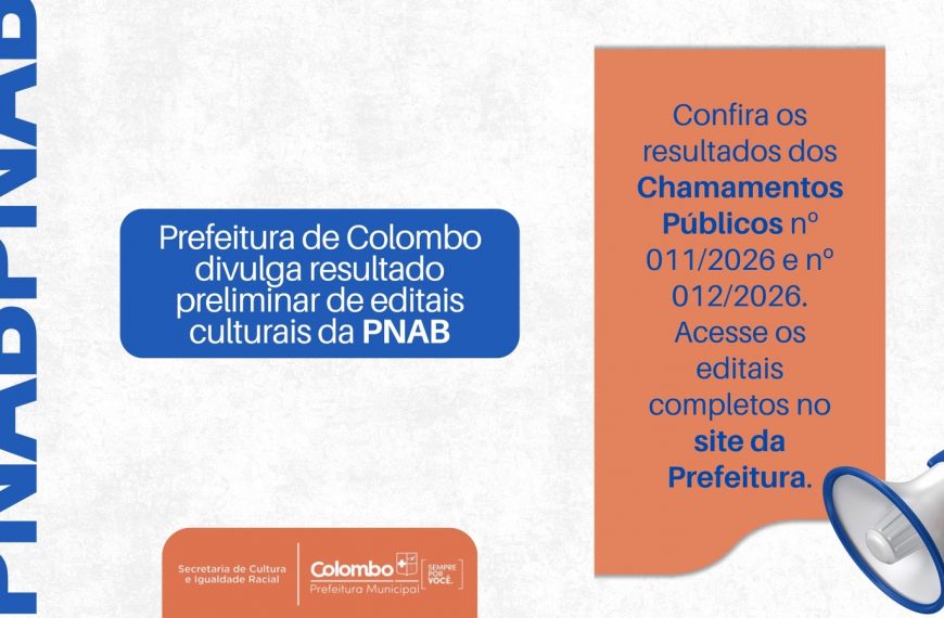 Prefeitura de Colombo divulga resultado preliminar de editais culturais da PNAB